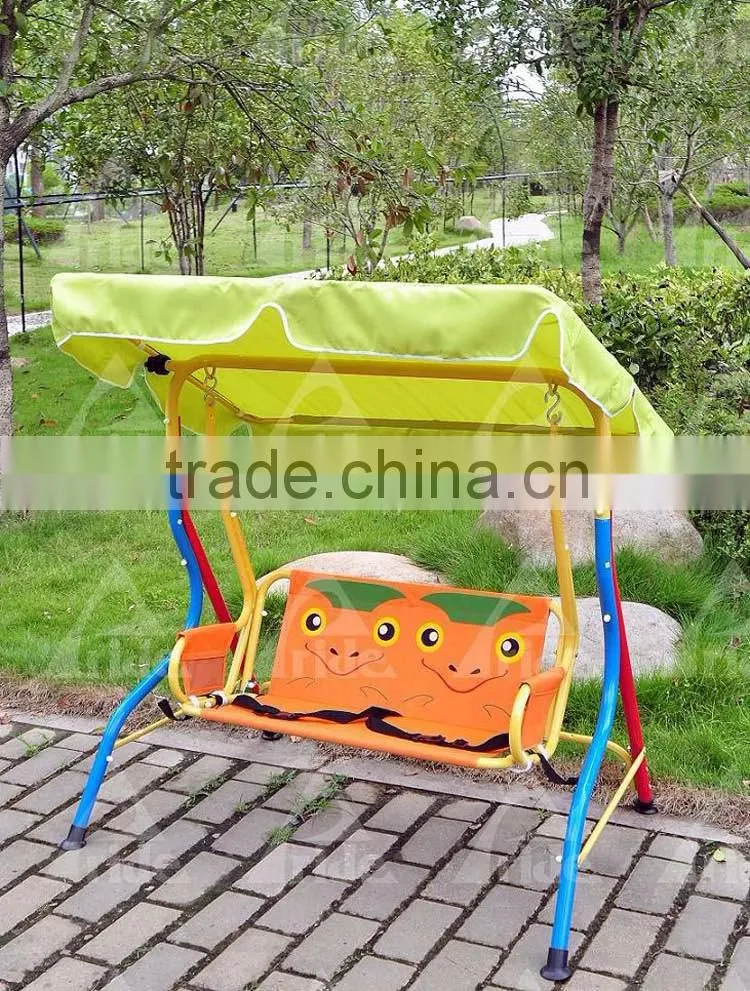 Lovely Cartoon Safety Baby Cradle Swing Metal Kids Patio Swing With Canopy