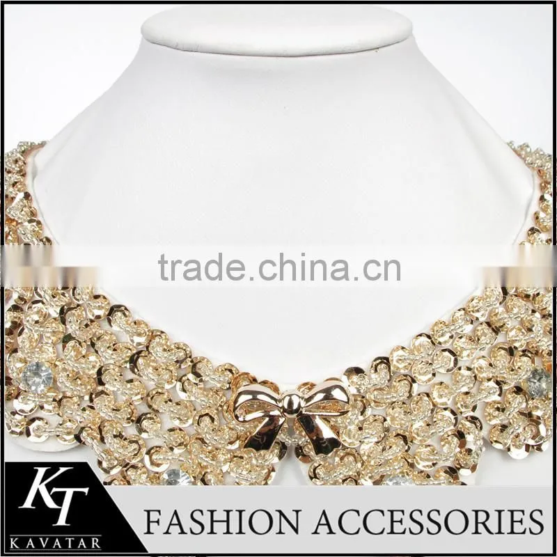 2015 New Arrivel Product! Bowknot Decorate Coller Necklace Crystal Rhinestone Beaded Lady Dress Accessory Necklace Collar Lace