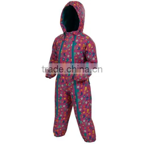 Hight quality PU print waterproof kids pu rainsuit