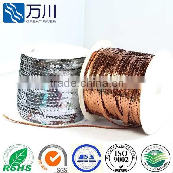 colorful round sequin paillette string wholesale sequin trimming for 2014 fashion craft garment accessories