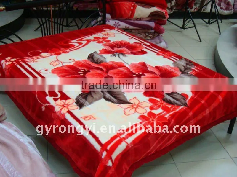 100% polyester carved thermal and zigzag raschel blanket