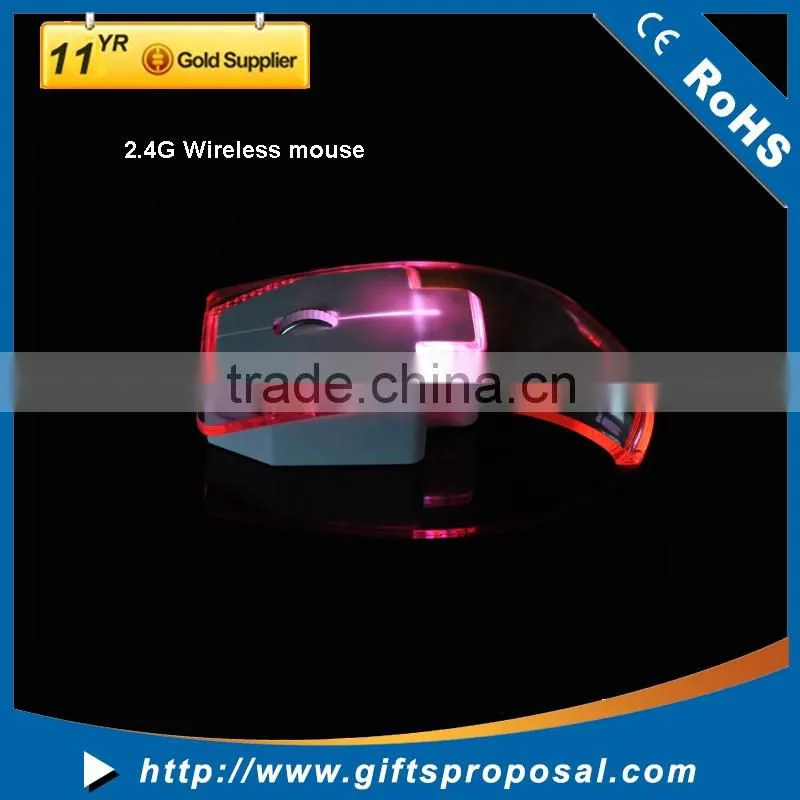 New Style Transparent Luminous Colorful Lights 2.4G Wireless Mice Mouse for Laptop PC
