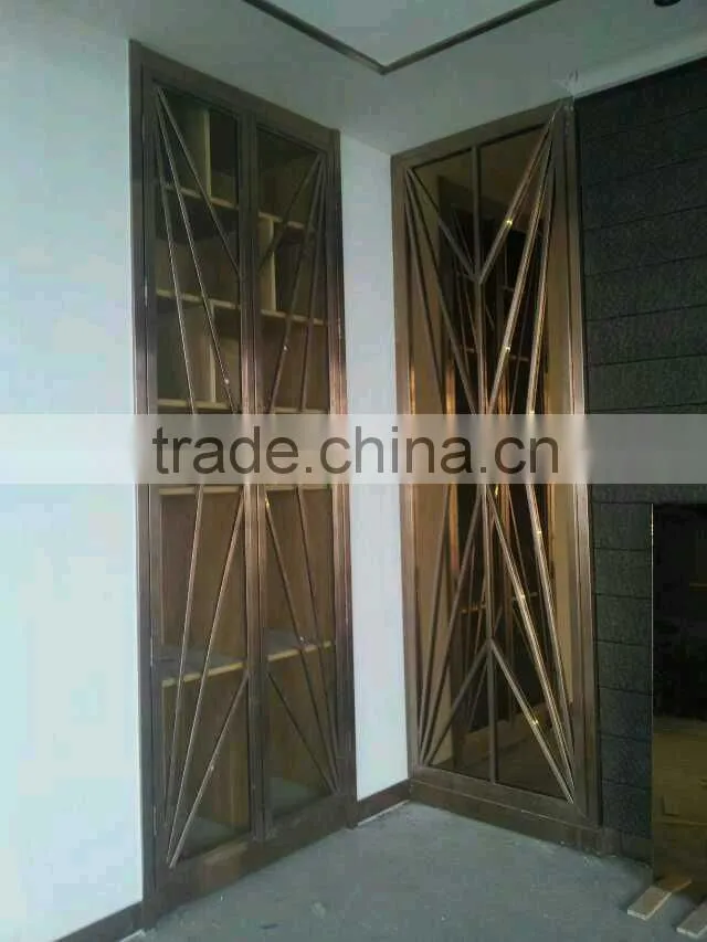 Stainless steel and brass room partition, screen partition for decoration in hotel
