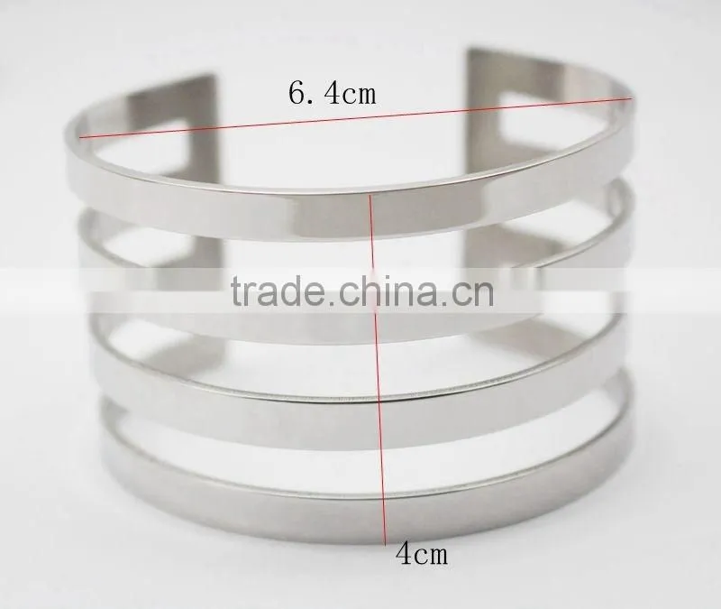 Fashion Hollow Out Stainless Steel Opening Cuff Bangle Bracelet