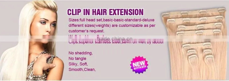 Wholesale 20inch 50cm Clip in Hair Extensions 100% human hair Extension 70gram OEM
