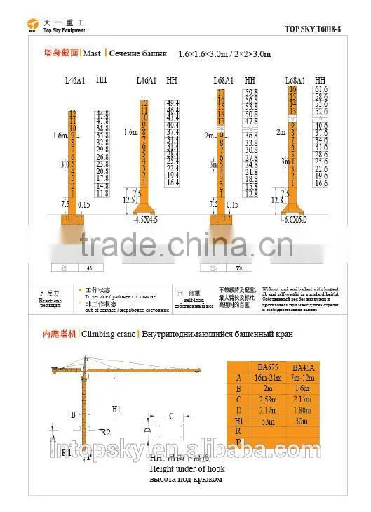 Top Sky T6018-8T Hammerhead Tower Crane
