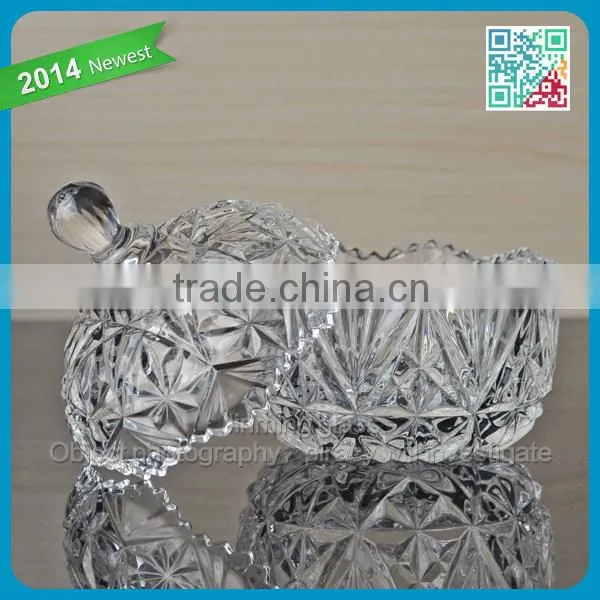 Gift Color Box Glass Candy Jar Best Seller Crystal Clear Glass Sugar Jar with Lids