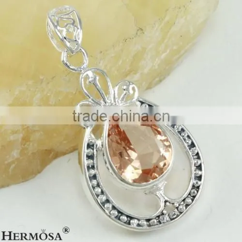 Goreous Water Drop Honey Topaz 925 Sterling Silver Exclusive Women Necklace Pendant