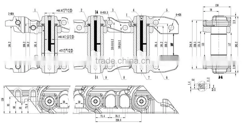 D6D bulldozer link assemblies or assembly 36L P/N:9W8843 Lub tpye