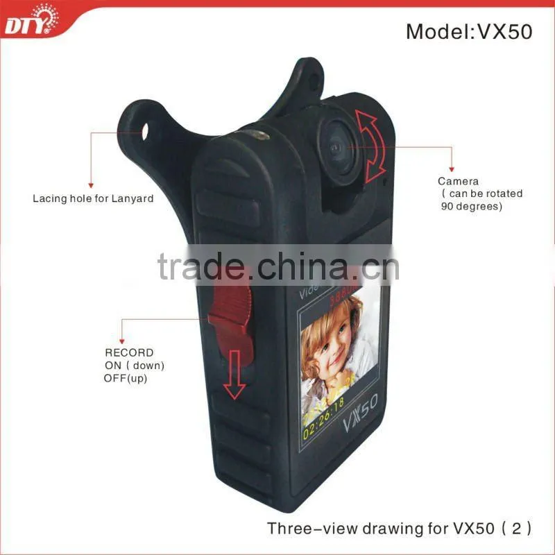 DTY VX50 portable dvr with screen ,wearable dvr Hot
