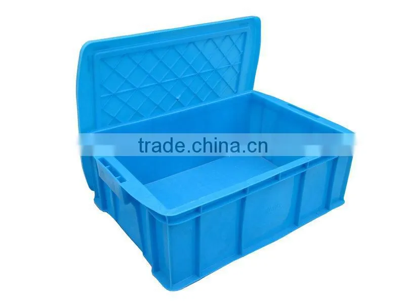 Plastic storage bin in warehouse, garage