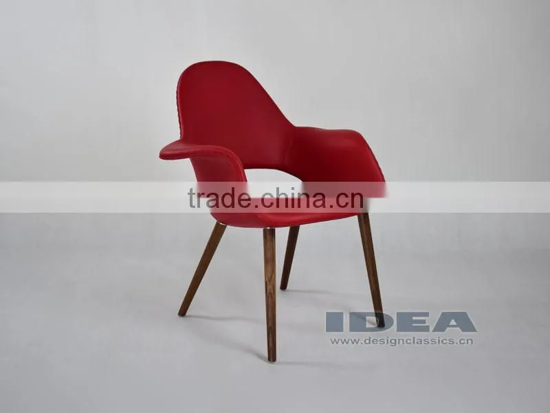 Replica Eero Saarinen Organic Chair - Red Genuine Leather