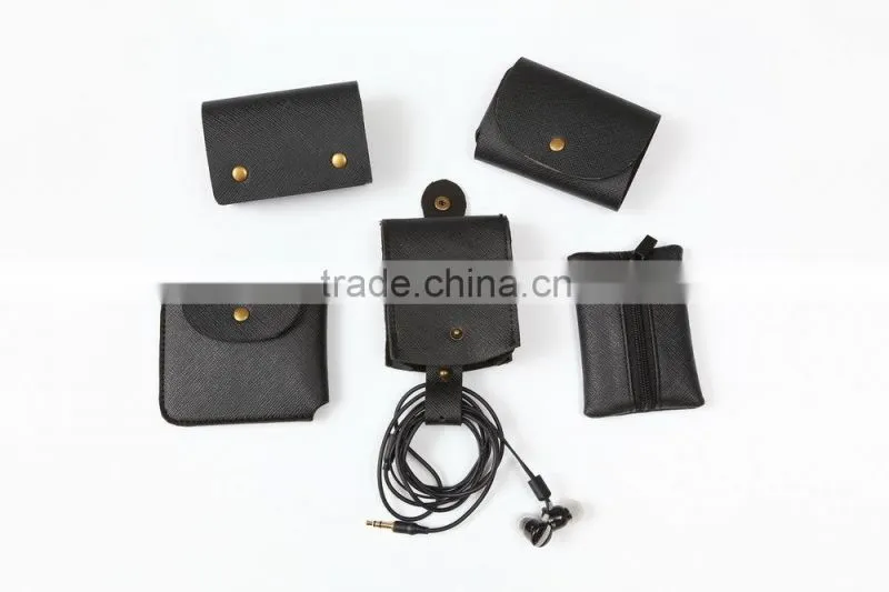 Headphone Earphone Winding wire accessories , Purpose Zipper PU & EVA Case Pouch