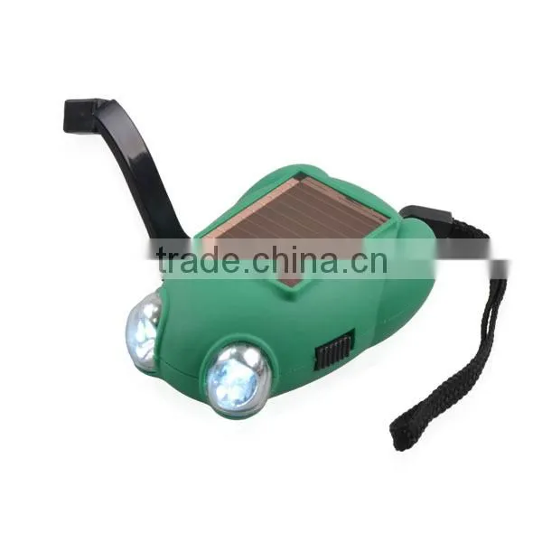 Frog shape 2 led dynamo solar mini flashlight