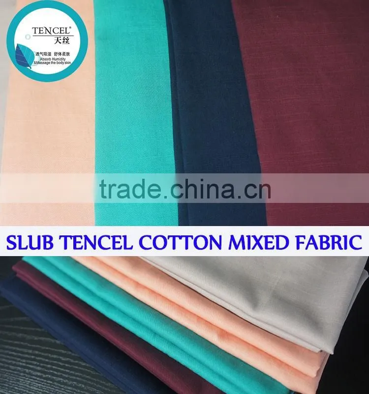 tencel cotton twill slub woven fabric denim raw cloth panting trousers material