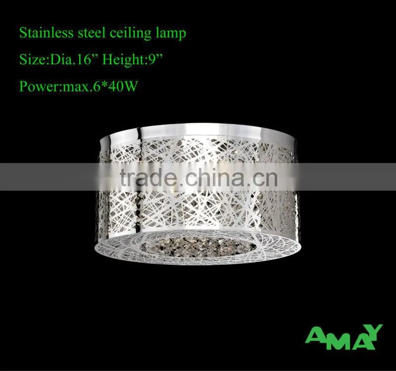 New design stainless teel ceiling lighting with crystals