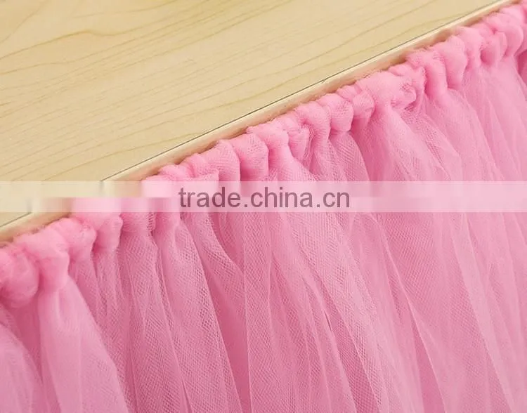 wholesale cheap DIY party celebration Polyester rianbow tulle table skirt tutu