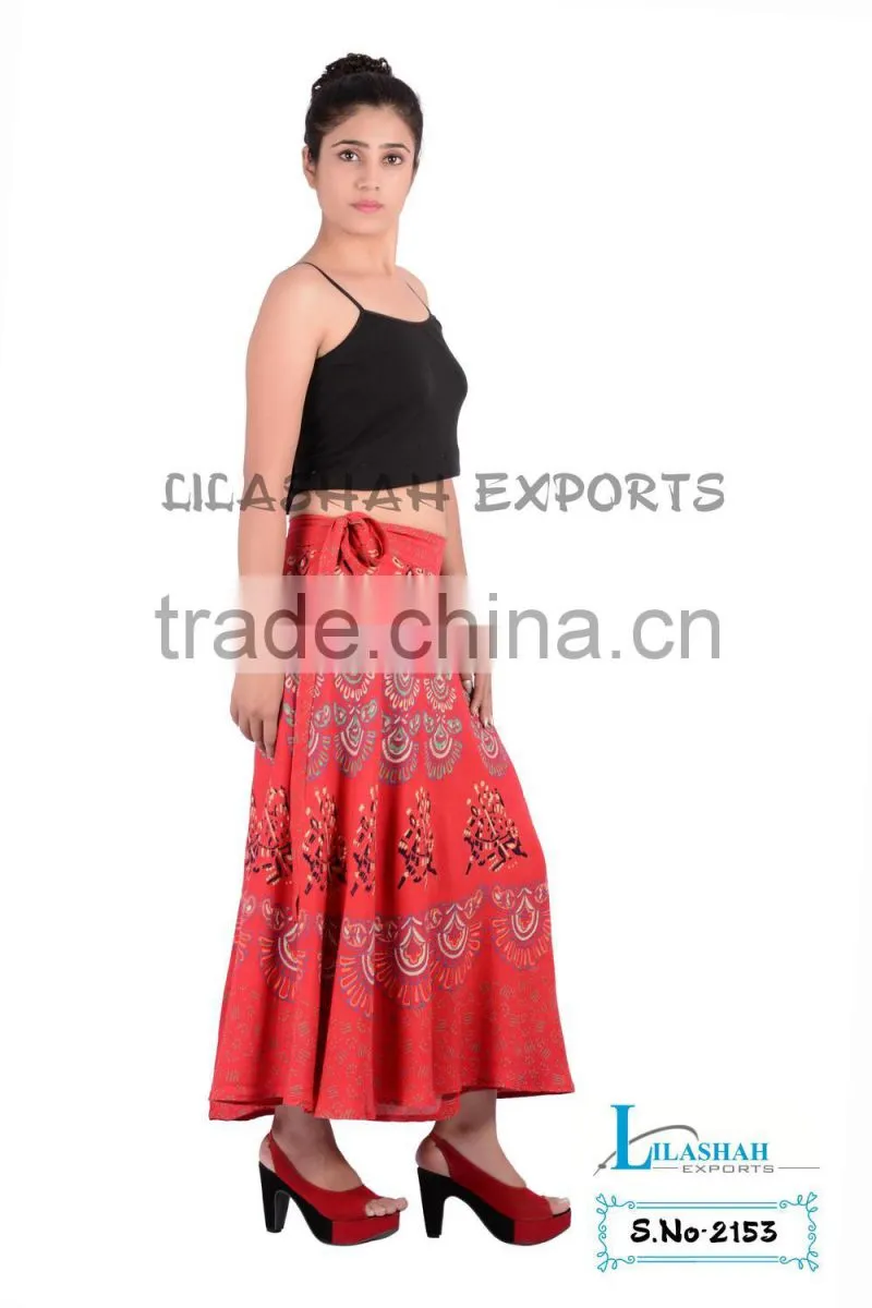 2153 Rayon Mandala Printed Long Skirt Rayon Block Printed Skirt Garments ladies fashion woman skirt suit long rayon skirts