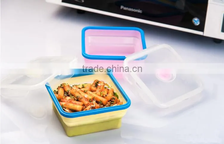 2014 cute silicone collapsible lunch box /storage box