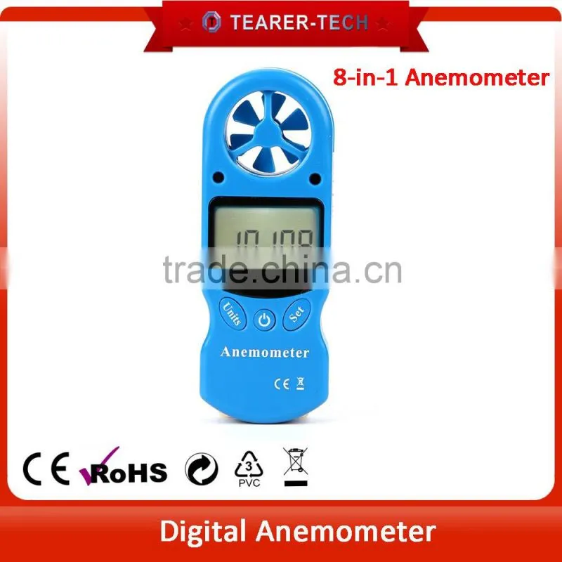 Digital LCD Wind Speed Meter Gauge Air Flow Velocity Measurement Thermometer with Backlight for Windsurfing Kite Flying Sailing
