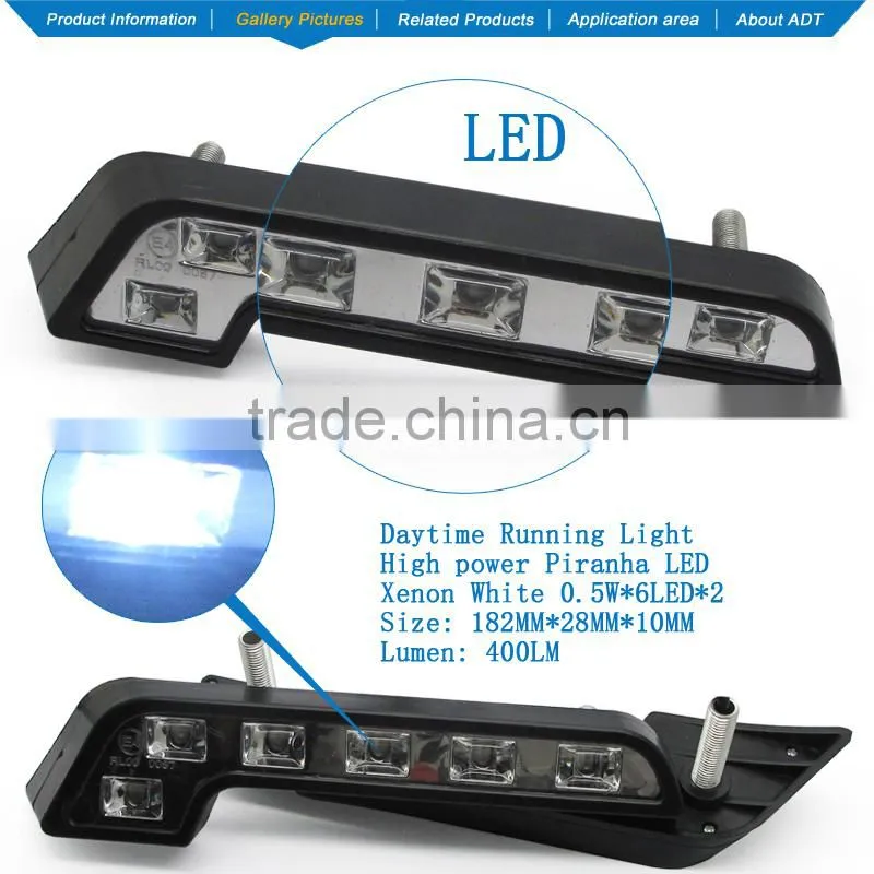 2 pcs Car 6 LED DRL Driving Daytime Running Day LED Light Head Lamp Super White