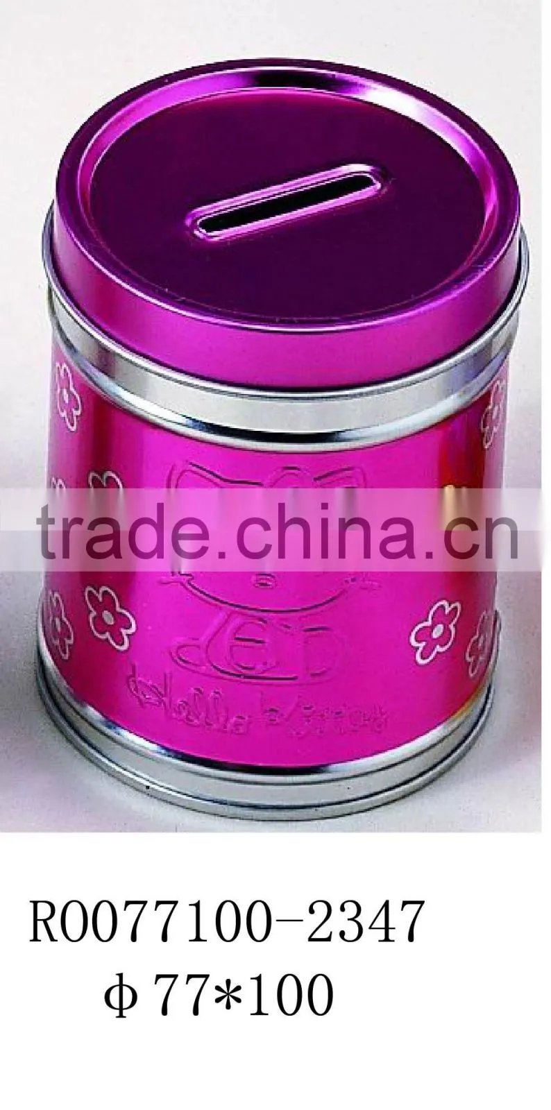 Round coin bank & money saving tin box