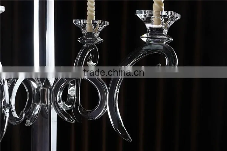 cheap 5 arms long stem wedding decorative crystal candelabra