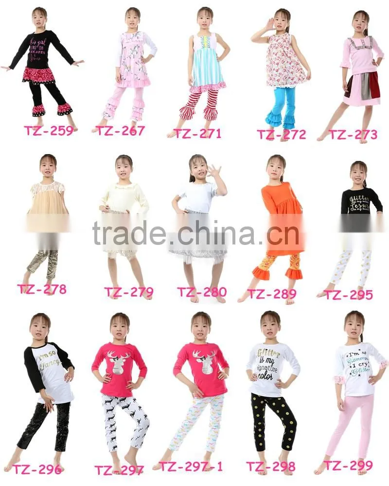 Hot sale high quality fall winter persnickety remake custmes baby girls ruffles clothing sets wholesale cheap boutique outfits