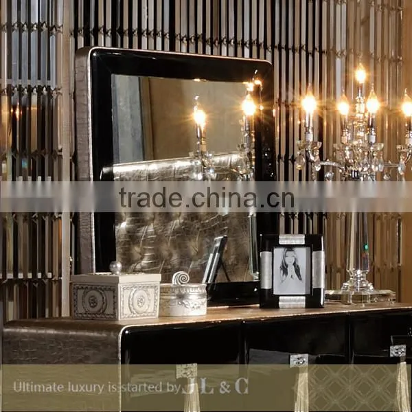 JM17-01 Crocodile Silver Leather Mirror for Luxury Bedroom Sets-JLC Luxury Home Furniture