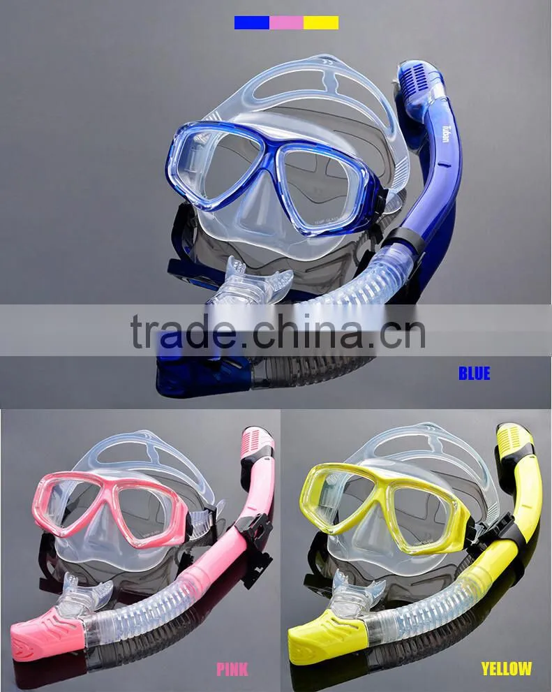 Yellow dive mask and snorkel,silicone dive mask,dive equipment