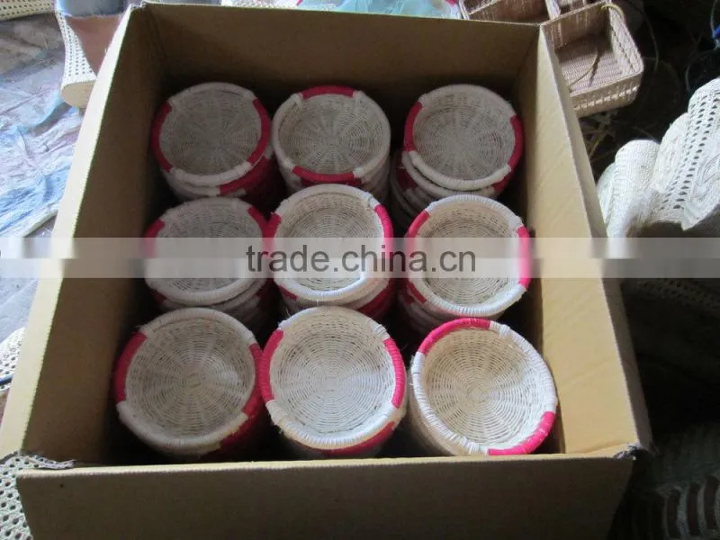 brown- natural round rattan basket - handicraft Vietnam- cheap price