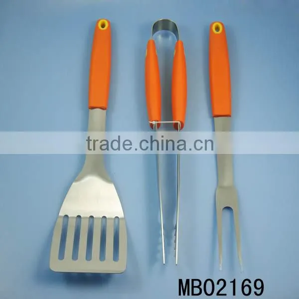 3 Piece Soft Handle Stainless Steel BBQ Grill Set