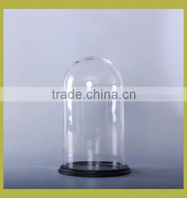 glass dome cloche with black base