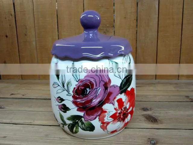 Cute 6 Ceramic Tea Coffee Cups with Purple Ceramic Tray Set for Home/ Office