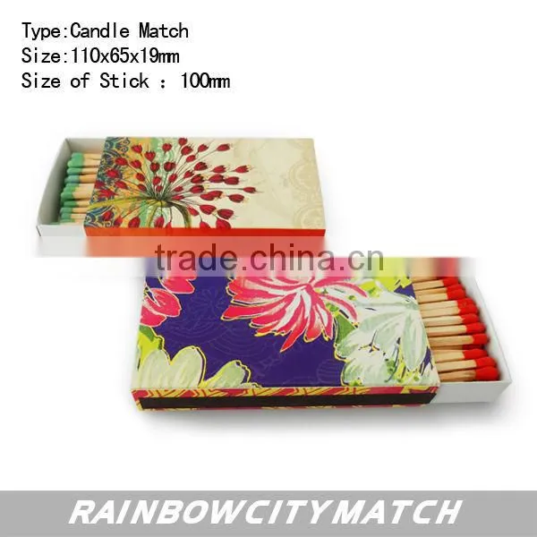 candle match in colorful printed box