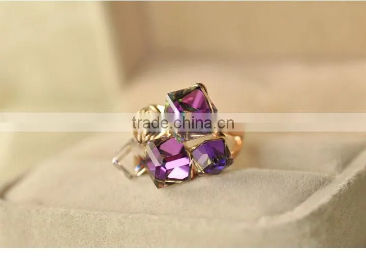Korean Magic Cubic Zircon Exaggerated Gold Plated Luxury Ring Jewelry For Lady