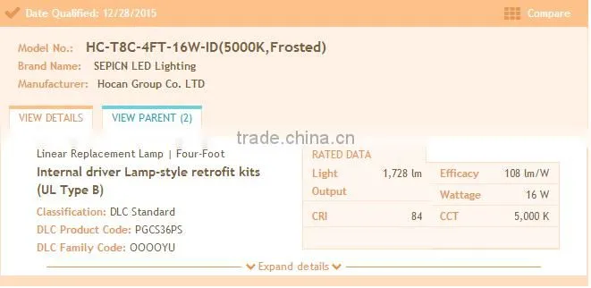 16watts 4ft tube 100-277volts t8 led bulb lamp