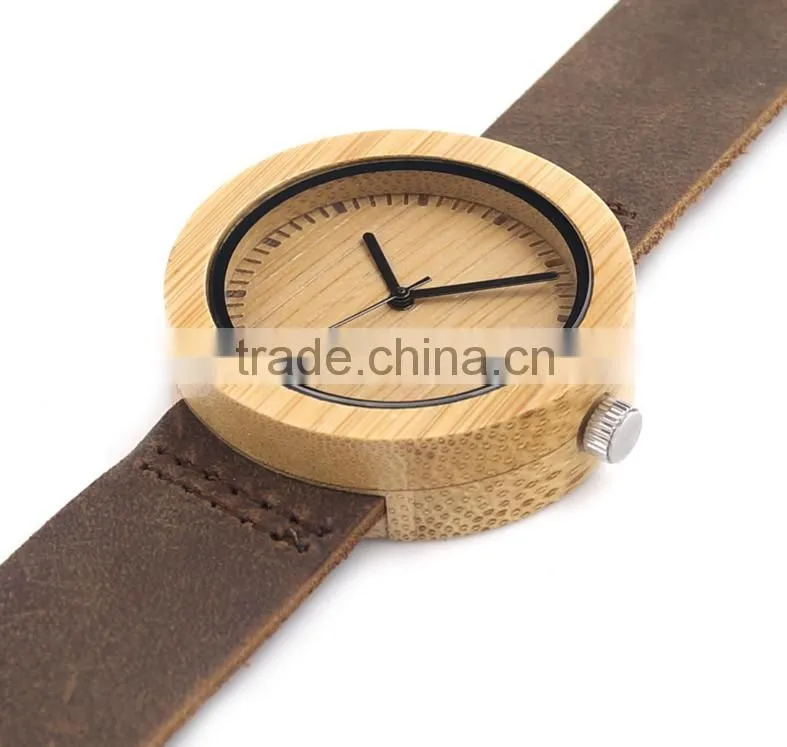 Hotsale bamboo watches with leather strap wooden watches