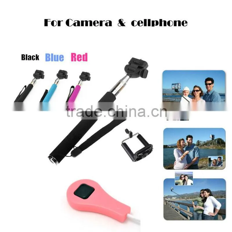 2 in 1 Combo Self-timer kit Wired Cable Camera Shutter plus Handheld Monopod with Holder for Android iphone Samsung HTC CL-57