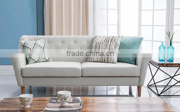 modern nordic style wooden legs sofa furniture button tufted fabric upholstered sofa set