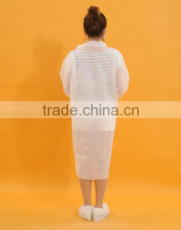 PP whte with zipper doctors lab coat with embroidery