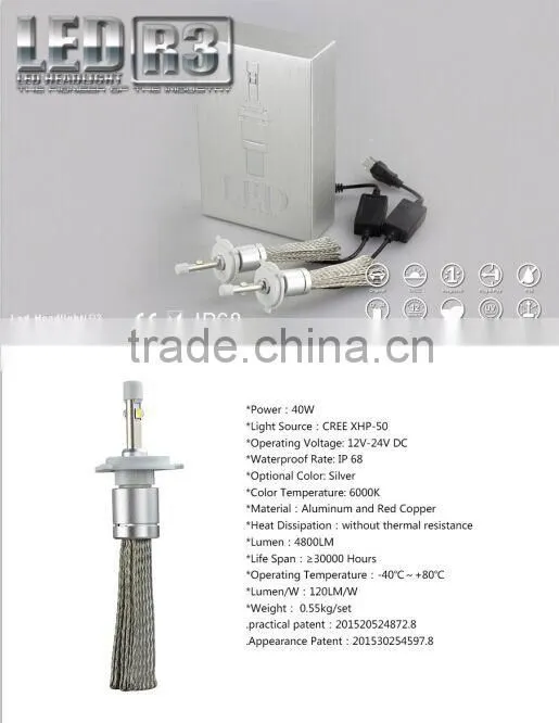 New design 48w fanless 4800LM H4 led headlight with competitive price
