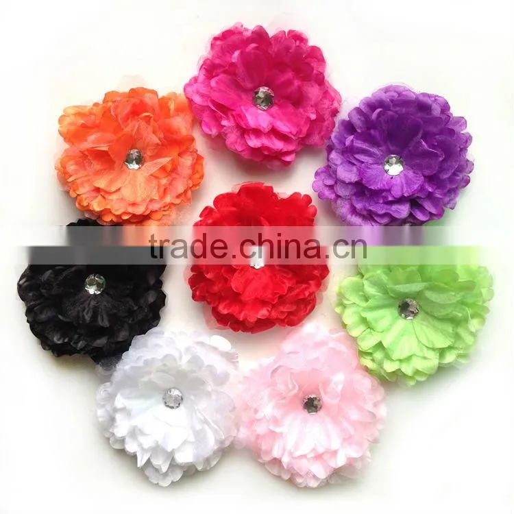 2014 Top Quality Bridal Hair Flower Artificial Elegant Gauze Peony Hair Flower Clip