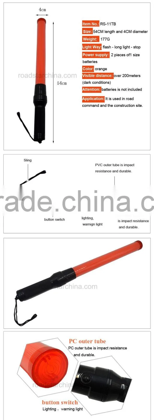 Security LED flash traffic baton