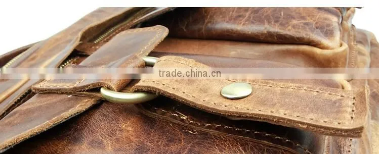 Custom design mens cowhide vintage leather tote bag handbag shoulder bag