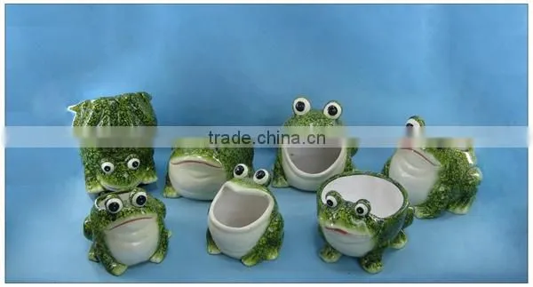 Ceramic frog garden pot, pottery garden flower pot