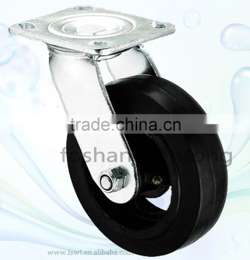 Top Plate Iron Core Rubber Heavy Duty Trolley Industrial Caster Wheel