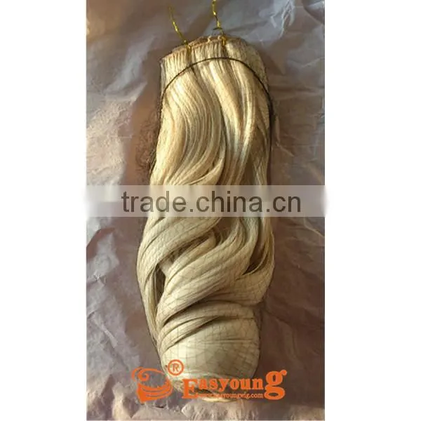 Body wave curly blonde synthetic hair extensions , clip in hair extensions