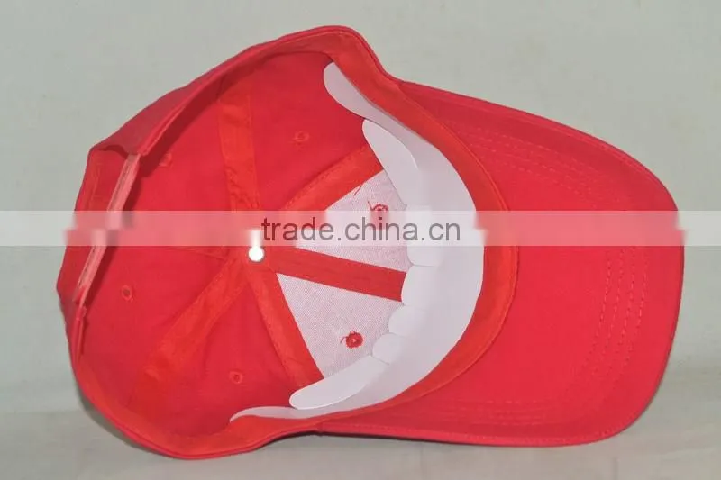 Guangzhou hat factory professional custom 100% cotton white/red promotional baseball cap