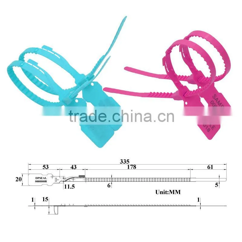 High security pull tight tear off plastic seal, Bag Seals, pull tight tamper proof tear off plastic seal DP-335TH